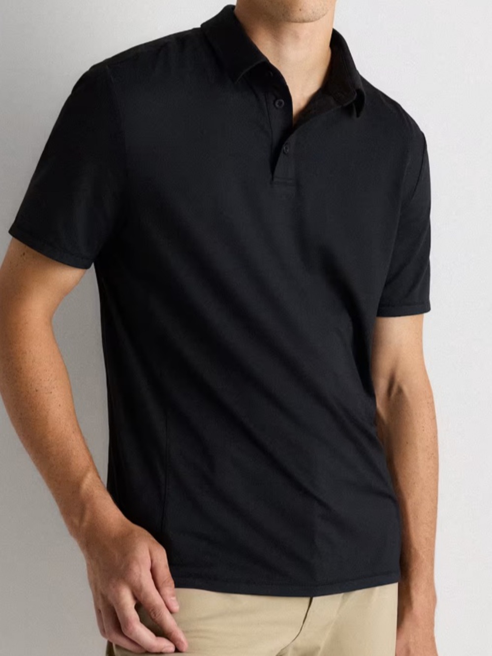 Quince Flowknit Breeze Performance Polo Shirt Men XL Heather Black Athleisure